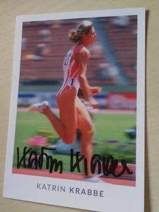 KATRIN KRABBE - LEICHTATHLETIK - ORIG. AUTOGRAMMKARTE - SIGNED! - Bild 1 von 1