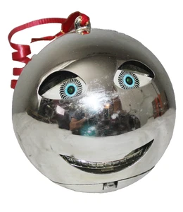 PBC animierter singender Weihnachtsschmuck silber Smiley Gesicht Klatsche aktiviert funktioniert - Bild 1 von 3