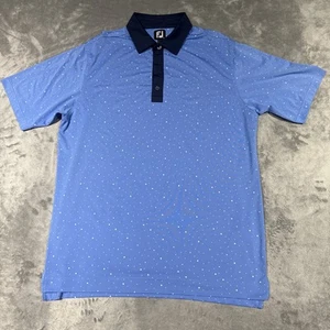 FootJoy Performance Golf Polo Men Large Blue Polka Dot Stretch Short Sleeve - Picture 1 of 8