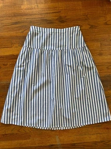 Old Navy Blue Stripe Drop Waist Midi Skirt Minimalist Cotton Casual - Large - Bild 1 von 5