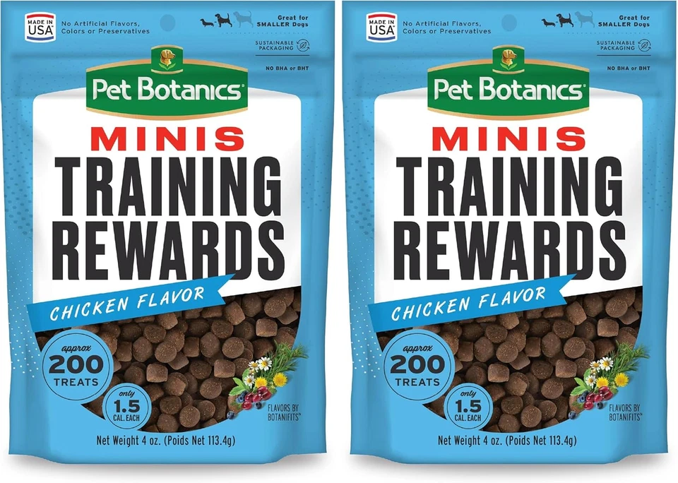 Pet Botanics 4 Oz. Bolsa Training Rewards Mini Macia e Mastigável, Sabor Frango, Sagacidade - Imagem 1 de 4