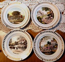 Vintage Currier and Ives Four Seasons Set of 4 - 8" Plates Limited Edition