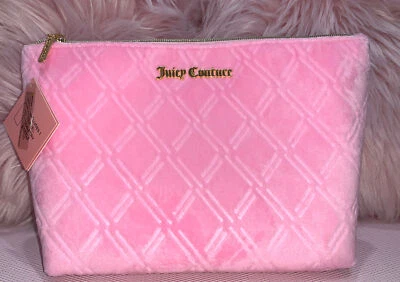 Juicy Couture Makeup Bag Velour Pink Logo  Includes 1 Travel Toiletry Bottle NWT - Image 1 of 4