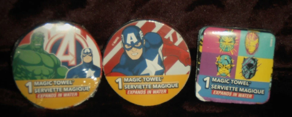 (3) Toallas Mágicas Disney Vengadores 1.5 pulgadas x 11.5 en Capitán América Hulk Foto 1 de 1
