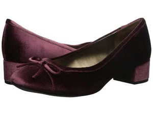 BANDOLINO Women's Burgundy Vinous Velvet Velour Pumps Classic Shoes Bow Size 8.5 - Picture 1 of 12
