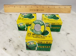 3x Boxes Buss Fustat Fuses - 25 Amp Screw In Bussman Vintage Breakers - Picture 1 of 8