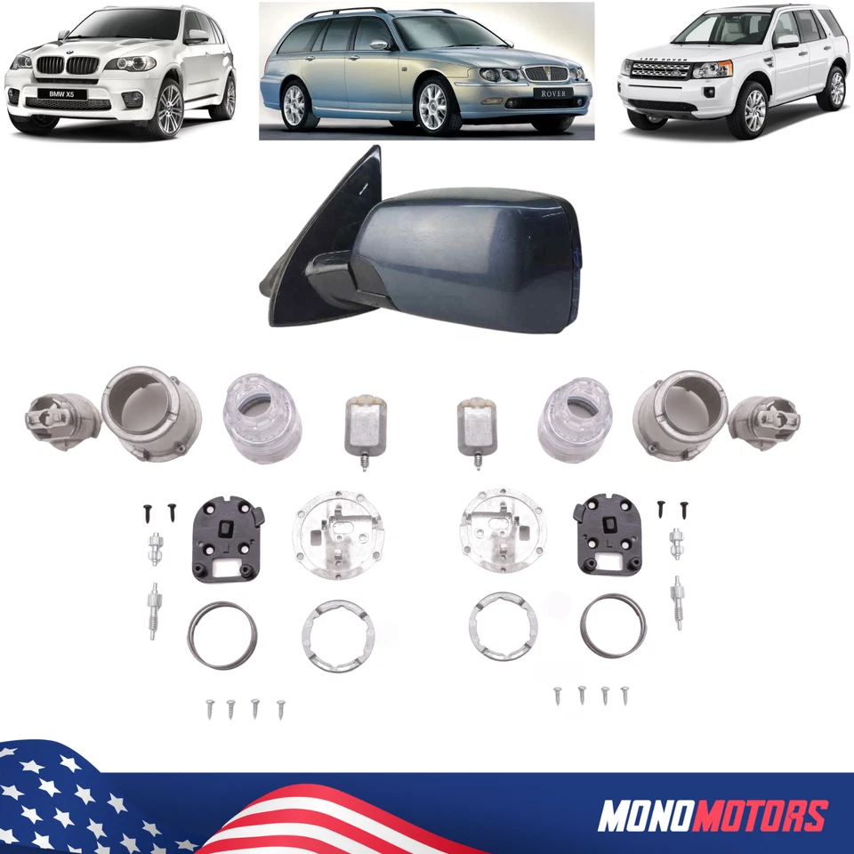 Folding Side Square Mirror Repair Kit Motor Full Set For BMW X5 E53 Freelander 1 - Image 1 of 4