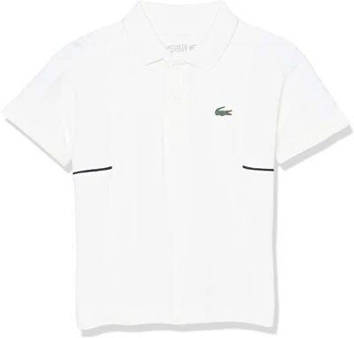 Lacoste BOYS Petit Pique Polo Shirt WHITE -001/NAVY BLUE 100% POLY WITH EMB X - Image 1 of 2