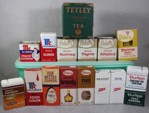 Vintage 1970's Spice Tins , Flavor Bottles, & Tea Box Lot with Jadite Tupperwear - Picture 1 of 9