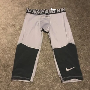 NIKE PRO Gray & Black 3/4 Length Training Tight Leggings BV3506-056 Youth Boys L - Picture 1 of 3