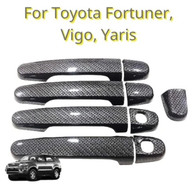 For Toyota Fortuner 05-14 Vigo 05-14 Yaris 14-16 Carbon Fiber Door Handle Cover Foto 1 de 4