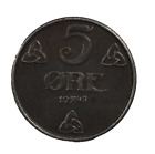 1945 NORWAY IRON Coin 5 ORE - WWII - RARE