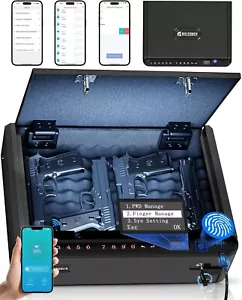 BILLCONCH Smart Gun Safe with Security Cable - Biometric Pistol Safe for Handgun - Picture 1 of 9