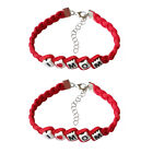  2 Pcs Bangle Bracelets for Women Beaded Charms Braided Alphabet Lettering Miss