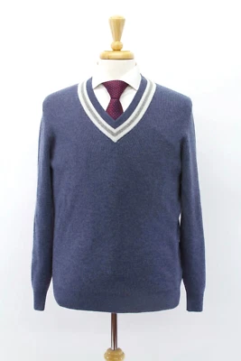 NWT$3700 Brunello Cucinelli 100% Cashmere Ribbed Knit VNeck Sweater 50/40US A232 - Image 1 of 4
