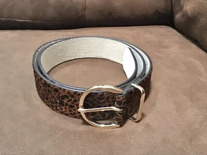 White House Black Market Size M Brown Cheetah Haircalf Leather Belt 34”-39” - Picture 1 of 8