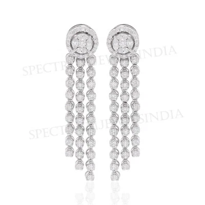 1.25 Ct H/SI Natural Diamond Chandelier Dangle Earrings 18k White Gold Jewelry - Image 1 of 4