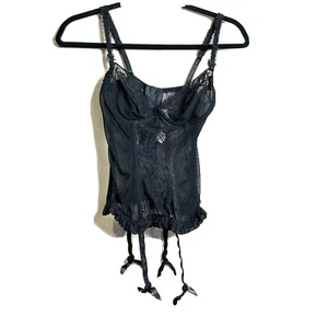 VICTORIA SECRET Women's Vintage Black Lace Corset Lingerie 36B gold label Boned - Picture 1 of 12