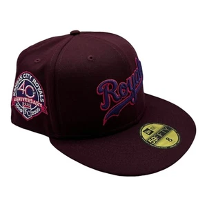 New Era 59Fifty Kansas City Royals Hat Cap Size 8 Maroon 40th Anniversary Patch - Picture 1 of 9