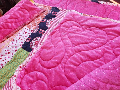 OOAKind Boston Red Sox Baseball MLB Homemade Quilt Throw Blanket 54x56 Hearts Cover