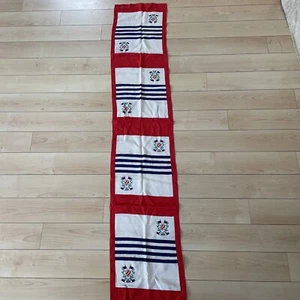 Ginnie Johansen Red, White, Blue Crest 100% Silk Oblong Scarf 56" - Picture 1 of 7