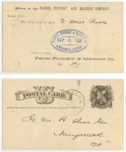 1881 Ansonia Connecticut Farrell Foundry And Machine Company -now Black & Decker - Picture 1 of 1