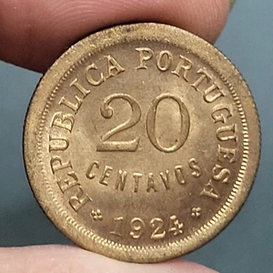 PORTUGAL 1924 Bronze Coin 20 CENTAVOS - Picture 1 of 2