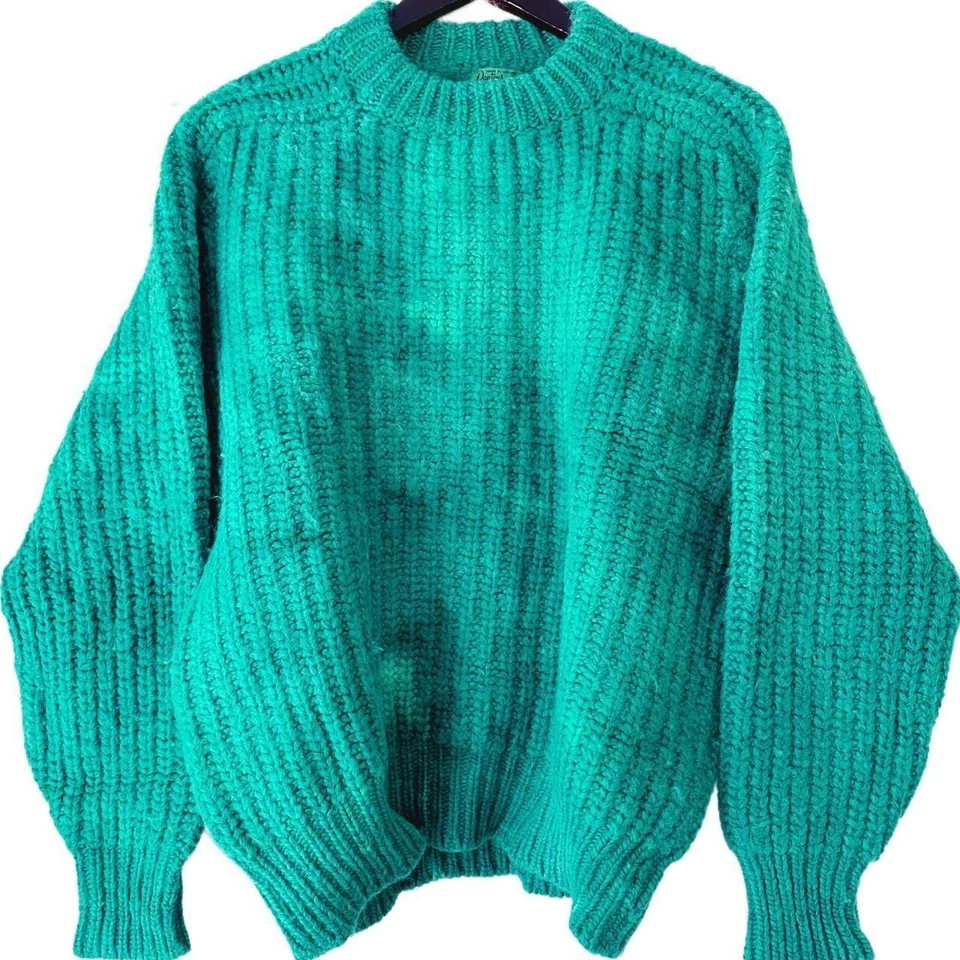 Suéter Vintage Años 50 Daytona Por Alan Paine Verde Teñido Lana Pesada Único Funky Foto 1 de 4