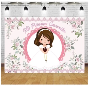 My First Communion Girl Baptism Photography Background God Bless Baptism Mi Baut - Picture 1 of 12
