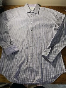 Men's John Francomb purple plaid long slv button fully fitted shirt, 16.5- 34.5 - Picture 1 of 10