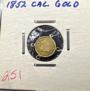 1852 California Fractional Gold Half Dollar Coin VF Details Jewelry Mount - Picture 1 of 12