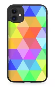 Rainbow Geometric Pattern Rubber Phone Case Shapes Various Shaped Design E621 - Picture 1 of 2