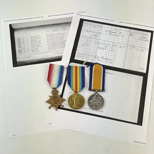 WW1 1914/15 Star Medal Trio Private John H Graham Dorset / Hampshire Regiment - Picture 1 of 9