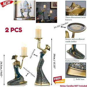 Vintage Candleholder for Taper Figurine African Statue Table Decor Wedding Gift - Picture 1 of 12