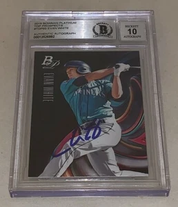 Evan White Mariners signed 2018 Bowman Platinum #TOP93 Card Beckett BGS Auto 10 - Bild 1 von 3