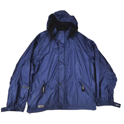 Vtg Eddie Bauer L Mens Ebtek Jacket Blue Nylon Ripstop Removable Hood READ - Image 1 of 4