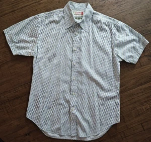 Guess Short Sleeve Button Up Men Shirt Medium White/Blue/Green - Picture 1 of 6