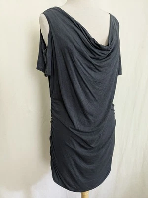 Mini Vestido Túnica Bisou Bisou Fruscado Lateral Drapeado Hombro Frío XL Foto 1 de 4