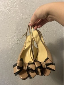 Kate Spade Billow Leather Slingback Heels size 7 Tan - Picture 1 of 5