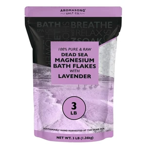 RAW Magnesium Bath Flakes with 100% Natural Lavender, 3 LB Muscle Relaxing Or... - Picture 1 of 9