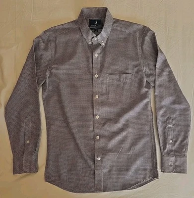 Wool & Prince Merino Wool Mens Dress Shirt Blue Micro Check Slim Fit Small - Image 1 of 4