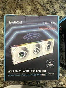 Lian Li UNI Ventilateur TL sans fil LCD 120 lame inversée 12RTLLCD1W3W Blanc - Triple Pk - Photo 1/4