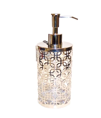 Nuovo BELLA LUX Vetro Argento Lucido Cornice Metallo Esterno Sapone Dispenser - Immagine 1 di 4