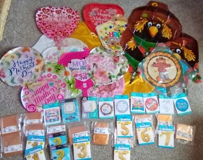 Mylar (Foil) Balloon Lot  33" & 34" Lg. Gold Numbers, Birthday Balloons, Fall  - Image 1 of 4