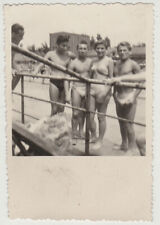Original 1940s SNAPSHOT men in revealing swimwear, speedo