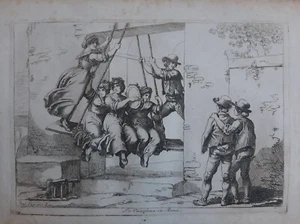 "La Canofiena in Roma" Kinderschaukel Lazio B.Pinelli Radierung 1809. - Bild 1 von 2