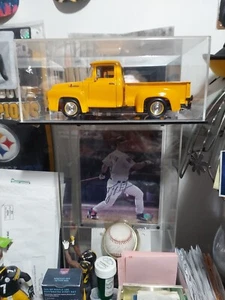1956 Ford Stepside Truck Orange 1/18 Scale With 1/18 Scale Display Case With Gla - Picture 1 of 2