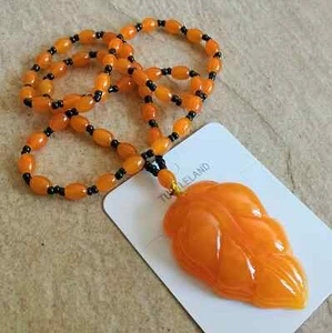 Elegant Faux Resin Orange Amber Unique Fashion Jewelry Charms Pendant Necklace - Picture 1 of 2