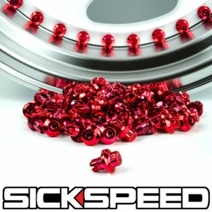 100 PC RED WHEEL RIVETS FOR WHEELS RIMS CAP LIP SCREW BOLT TIRES P13 - Picture 1 of 1