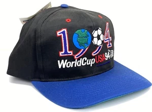 Vintage 1994 World Cup USA 94 SnapBack Hat w/ Tags Twins Enterprise Soccer Black - Picture 1 of 23
